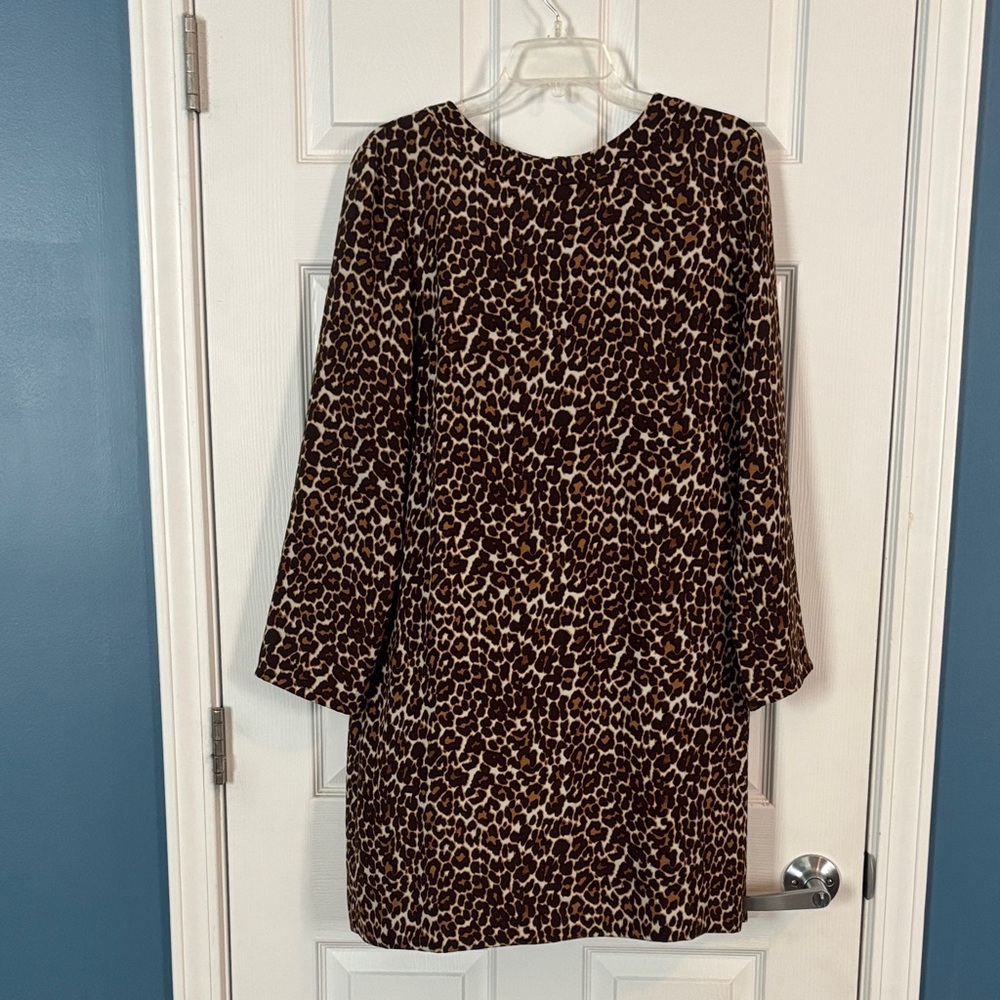 J. Crew Animal Print Long Sleeve Dress
